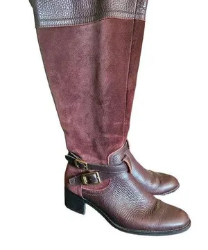 Franco Sarto Boots Womens Size 7.5 Cranberry Red Brown Suede Autumn Western Boho thumbnail 1