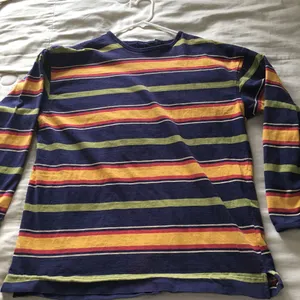 Vintage Y2K Striped Long Sleeve Tee in Navy, Yellow & Olive Womens GAP size M thumbnail 1