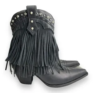 Zigi Finlandia Fringe Western Boot Black Size 7 Women's‎ New thumbnail 1