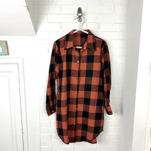 Amazon Checkered Plaid Snap Button Down Flannel Shirt Dress Size S thumbnail 2