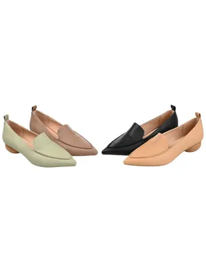 NWT Journee Collection Faux Wood Block Heel Maggs Loafers Taupe Brown 7.5M thumbnail 6