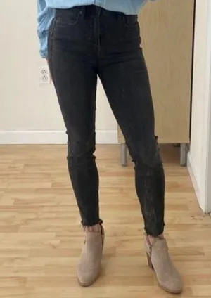 Gray High Rise Skinny Jeans Frayed Hem Size 26 thumbnail 2