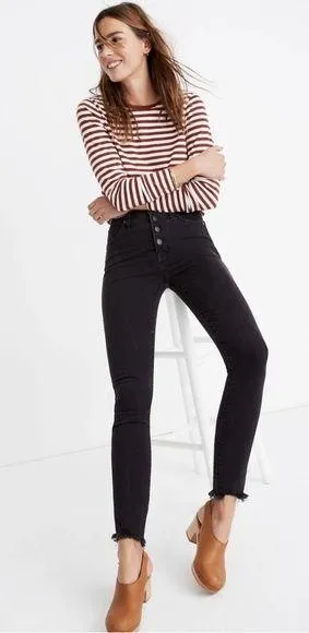 Madewell • 10" High-Rise Skinny Jeans in Berkeley Black: Button-Through Edition thumbnail 2