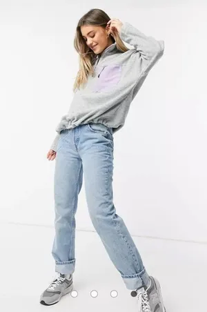 Monki Foo funnel neck fleece quarter zip relaxed loose fit pullover M thumbnail 3