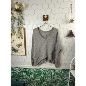 Free People Gray Wool Blend Slouchy Scrunch Sleeve Sweater - Size - Medium thumbnail 2