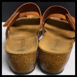Lola Sabbia Eric Michael Sandals Womens 40 Brown Leather Wedge Slides Spain thumbnail 7