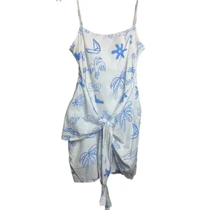 Selfie Leslie Indi Luxe Euro Trip Wrap Mini Dress in Nautical White Sz. L thumbnail 3