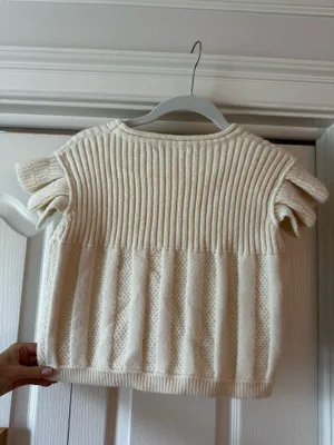 Cream Cable Knit Cropped Sweater Top Tan thumbnail 4