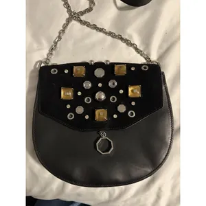 Louise et Cie Crossbody Bag Women Small‎ Black Leather Suede Embellished Studded thumbnail 4