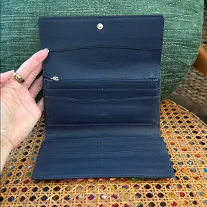 Coach Mid-Y2K Blue Pebbled Leather ID Strap Clutch Wallet thumbnail 2
