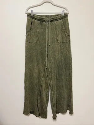 Three Bird Nest Relaxing Robin Wide Leg Pant Olive Green Size Large thumbnail 2
