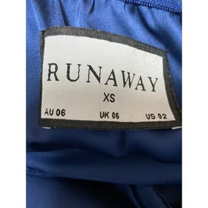 Runaway Blue Silk Satin Strapless Bandeau Bustier Cutout Maxi Dress Size XS thumbnail 5