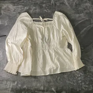 Long Sleeve Peplum Tie-Back Blouse-Cream-2x-Ava & Viv thumbnail 2