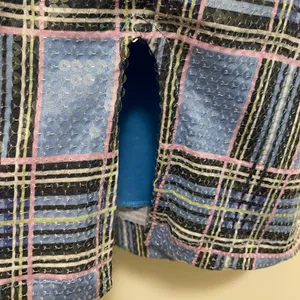 Motel Weaver Womens Mini Skirt L Large Blue Plaid Allover Sequins Waist 32” 34” thumbnail 3