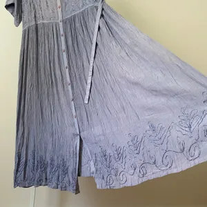 Style In Fashion Boho Beachy Relaxed Lagenlook Embroidered Maxi Dress Plus Blue thumbnail 4