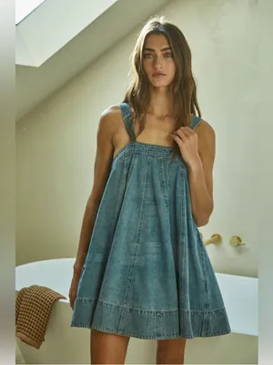 Free People By together denim mini dress thumbnail 4
