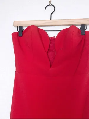 Aidan Mattox Strapless Maxi Dress 4 Red Plunge Neckline Slit Gown Sweetheart thumbnail 7