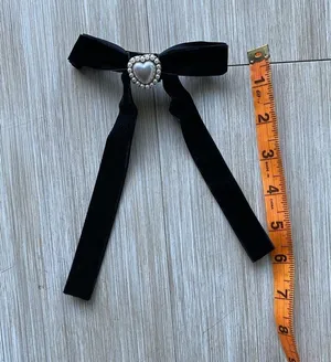 Black Heart bow coquette hair clip thumbnail 3