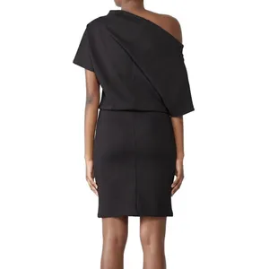 Amanda Uprichard Angie Dress Black Sz S Off Shoulder Blouson Draped Chic LBD thumbnail 2