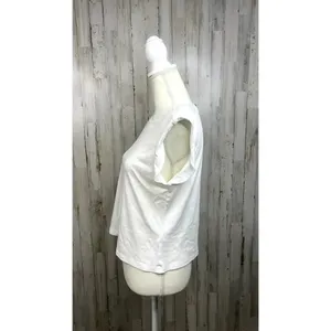 By‎ Anthropologie Women's Small White Keyhole Back Structured Sleeveless Top thumbnail 5
