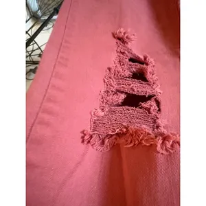 Risen Jeans Womens 9/29 Pink Distressed Straight Leg Raw Hem High Rise Denim thumbnail 4