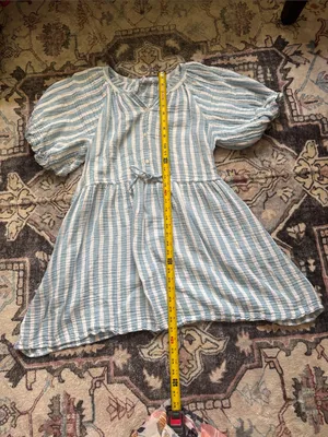 Old Navy Light Blue & White Striped Mini Dress thumbnail 2