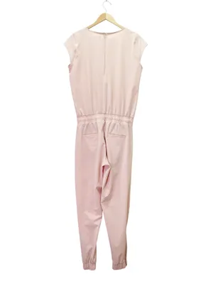 Albion Fit Jetsetter Jumpsuit Sz Medium Blush Pink Cap Sleeve Tapered Athleisure thumbnail 3