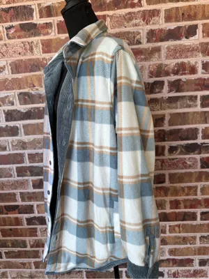 Love Tree Reversible Slate Blue Corduroy Plaid Fleece Shacket Jacket Women’s XL thumbnail 14