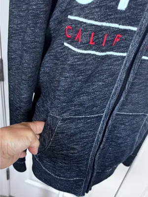 Hollister Y2K Zip Hoodie Gray Embroidered Logo California Fleece 2000s Street S thumbnail 6