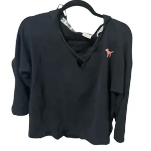 Victoria Secret Vintage Black Hoodie with Pink Dog Logo small thumbnail 1