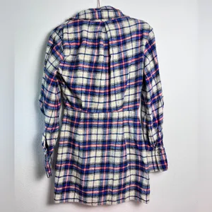 Zara Women’s Plaid Flannel Button Front Shirt Mini Dress Medium‎ thumbnail 4