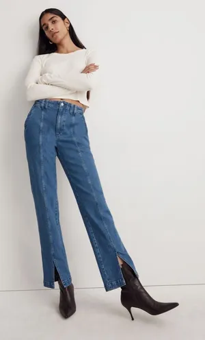 MADEWELL The Perfect Vintage Jean in Medium Indigo Wash: Seamed Edition Size 28 thumbnail 1