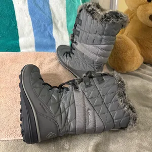 Columbia Waterproof Omni-Grip Tall Black Faux Fur Lace Up Winter Snow Boots 8 thumbnail 4