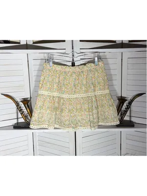 Vintage retro mini skirt floral eyelet lace fairy coastal cowgirl boho festival thumbnail 2