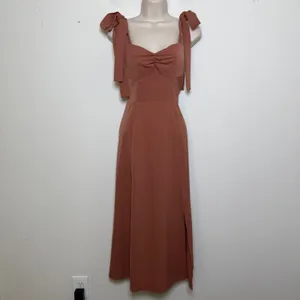 Cider Women Corset Midi Dress XS Brown Tie Shoulder‎ Ruched Sweetheart Feminine thumbnail 8