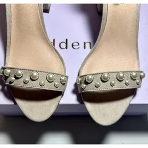 Madden Girl Block Heels Women 9 Bitsyy Blush Suede Faux Pearls Wedding Prom New thumbnail 7