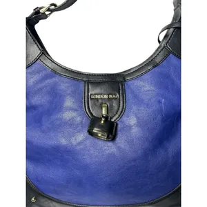 London Fog Women Cobalt‎ Blue and Black Hobo Shoulder Bag Gold Hardware Purse thumbnail 2