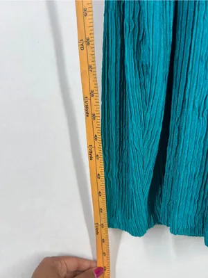 Vintage Pellini Petites Teal Crinkle Belted‎ Dress 3/4 Petite thumbnail 12