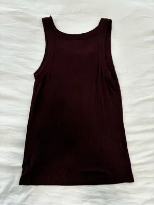 American Eagle Outfitters Ribbed Tank Top - Burgundy thumbnail 3