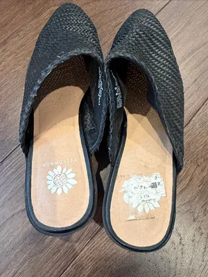 Yellow Box Black Woven Slip-On Wedge Mules Size 8.5 - C16-065 thumbnail 4