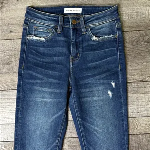 Flying Monkey Dark Blue Distressed Skinny Jeans thumbnail 5