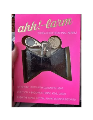 Ahh!-larm Super Loud Personal Alarm Charm W Led Safety Light Black Bow New. thumbnail 1