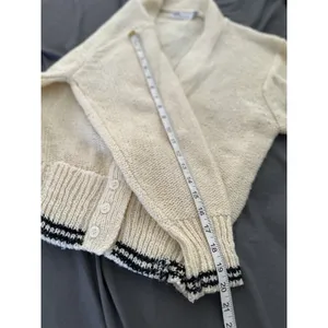 Vintage 80s Scenario Sz: L cream V-neck button-front knit cardigan Pockets thumbnail 10