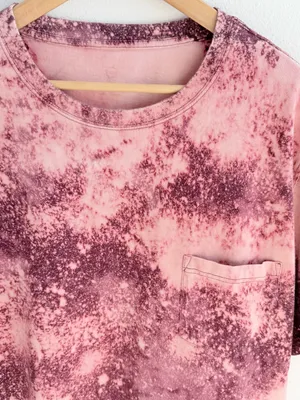 Custom Bleached Pocket Tee Pink Size XXL thumbnail 3
