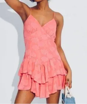 Women's Triangle Cup Tiered Mini Skater Dress - Wild Fable Pink Size large thumbnail 1