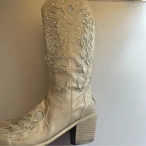 Corral Boots Women’s Size 37 6.5 Champagne Glitter Rhinestone Western Boots thumbnail 7