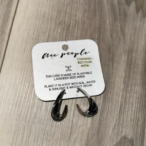 Free people silver tone twisted hoop earrings thumbnail 2