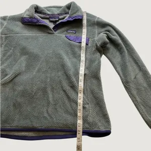Patagonia Re-Tool Snap-T Fleece Pullover Grey Purple Trim Womens XL thumbnail 6