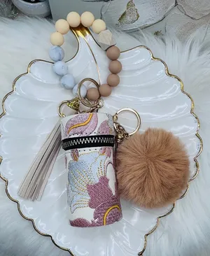 Vintage Floral Patterned Women's Coin Purse or Bag Charm Accessory Beige thumbnail 1