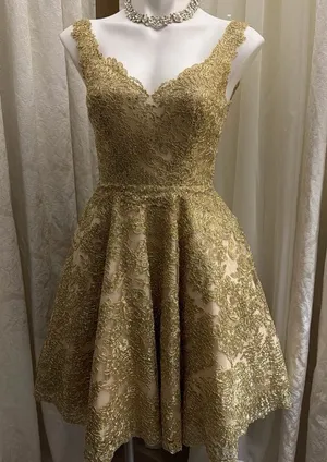 Aspeed Gold Lace Prom Festive Dress thumbnail 1